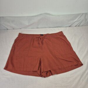 J. Crew Factory Women' Linen Blend Drawstring Shorts Redwood Branch Size XL 46)